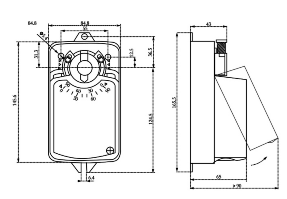 RS485通讯Modbus协议电动风阀执行器0-10V,4~20ma