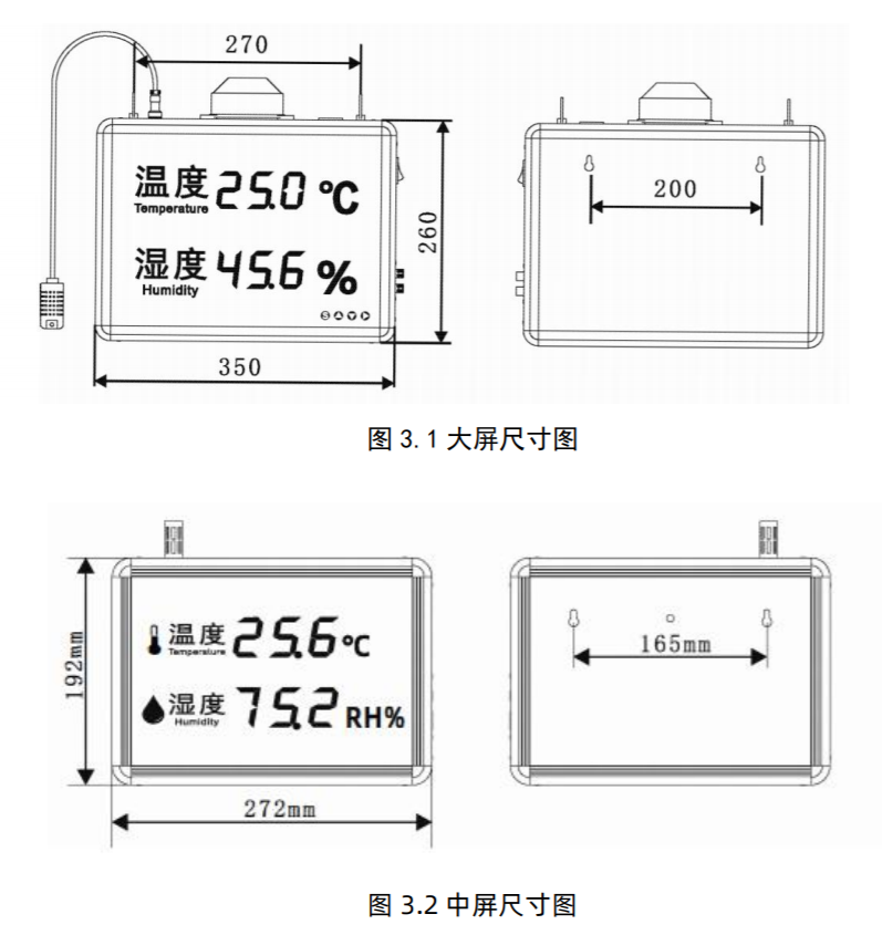 Modbus协议壁挂式温湿度变送器LED显示屏数字看板